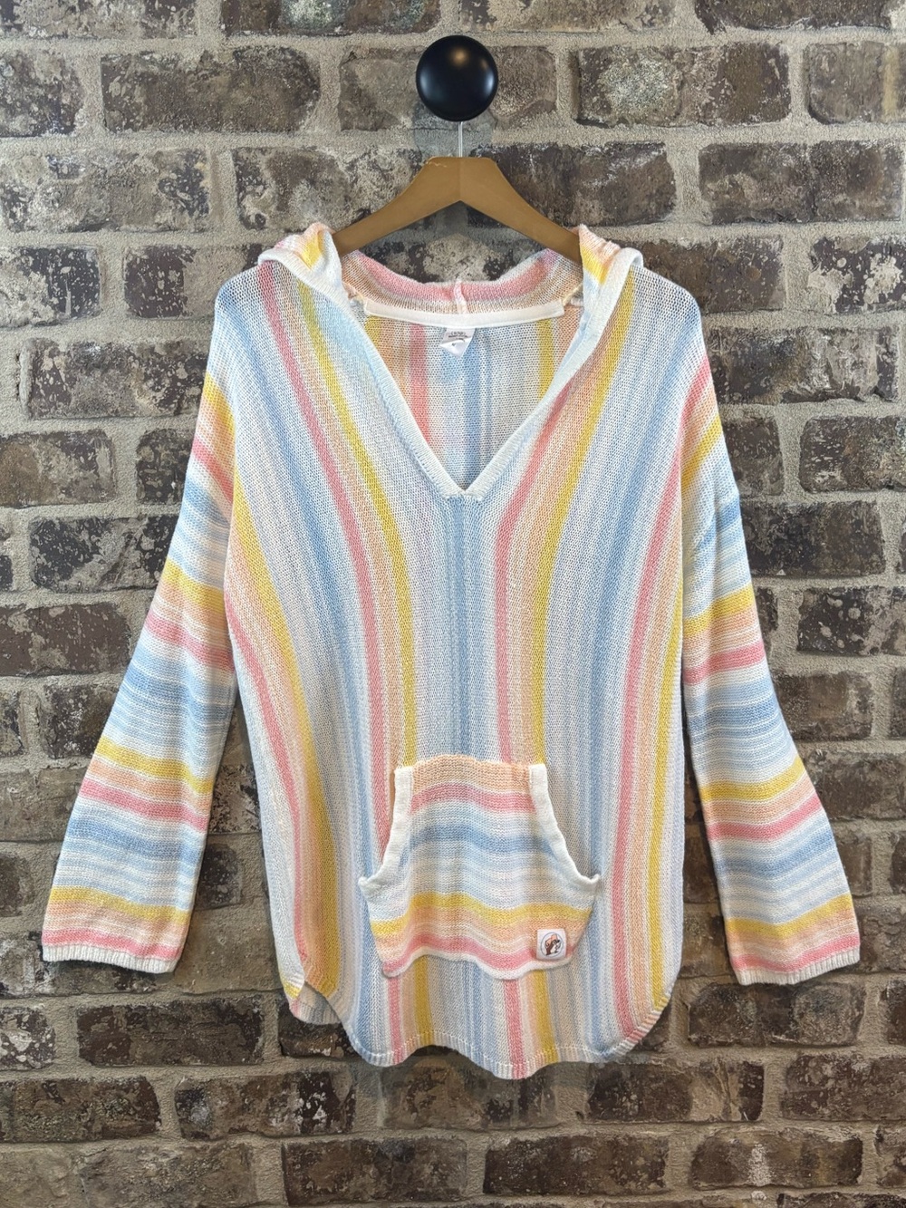 Buc-ee’s Light Pastel Striped Hooded Swim Coverup Womens M